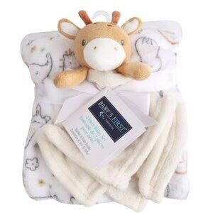 New Plush Giraffe Security Blanket 2 Piece Set Baby's First Nemcor Orange Cream